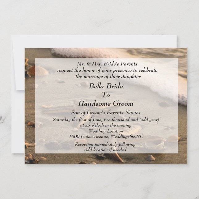 Invitación de la boda de playa (Anverso)