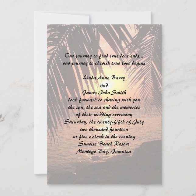 Invitación de la boda de playa (Anverso)