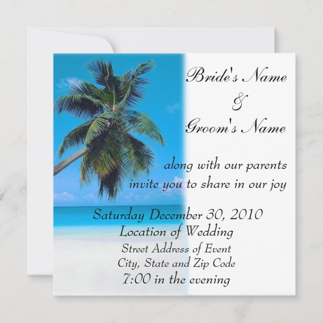 Invitación de la boda de playa (Anverso)