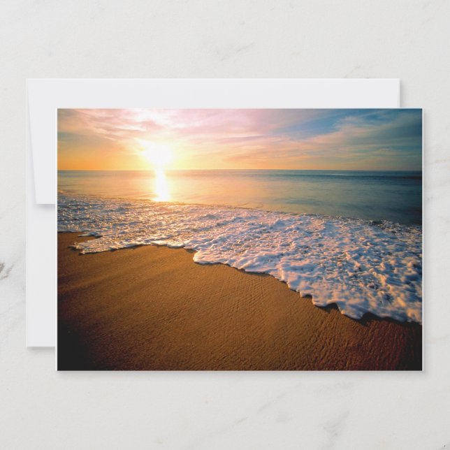 Invitación de la boda de playa de la puesta del (Anverso)
