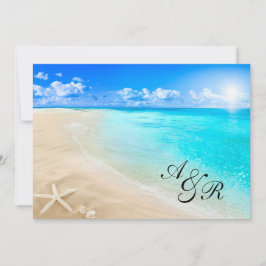 Invitación de la boda de playa del destino de las