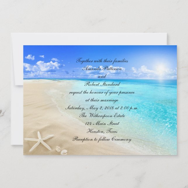 Invitación de la boda de playa del destino de las (Reverso)