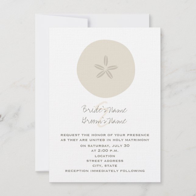 Invitación de la boda de playa del dólar de arena (Anverso)