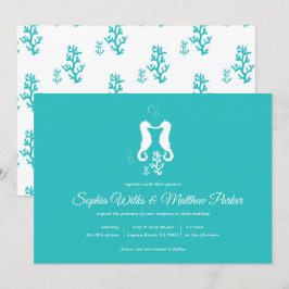 Invitación de la boda de playa del Seahorse de la