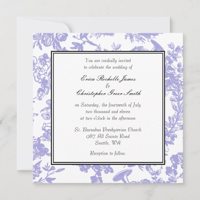 Invitación de la boda de Toile del bígaro (Anverso)