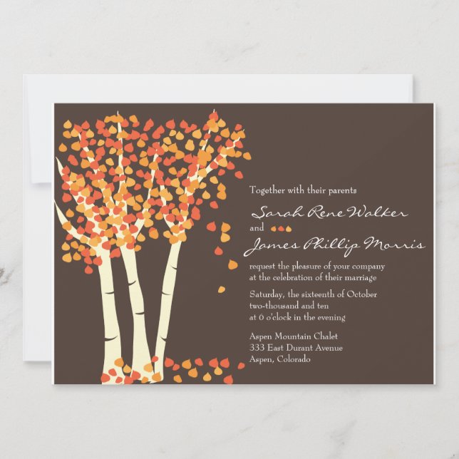 Invitación de la boda del árbol de Aspen de la (Anverso)
