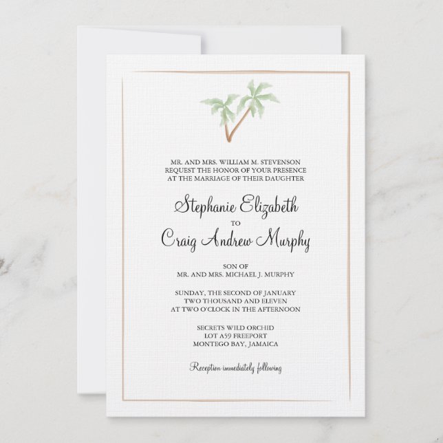 Invitación de la boda del árbol de la acuarela (Anverso)