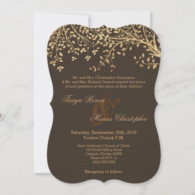 invitación de la boda del árbol de la caída del (Anverso)