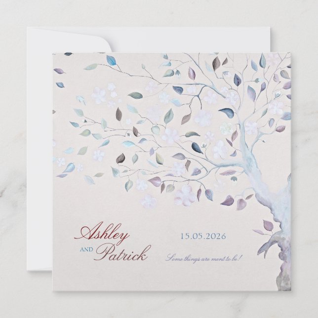 Invitación de la boda del árbol de la fantasía (Anverso)