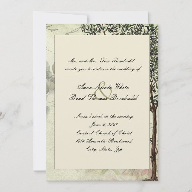 Invitación de la boda del árbol de Myrtle del (Anverso)