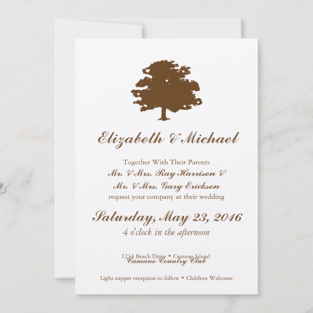 Invitación de la boda del árbol de Rusic (Anverso)