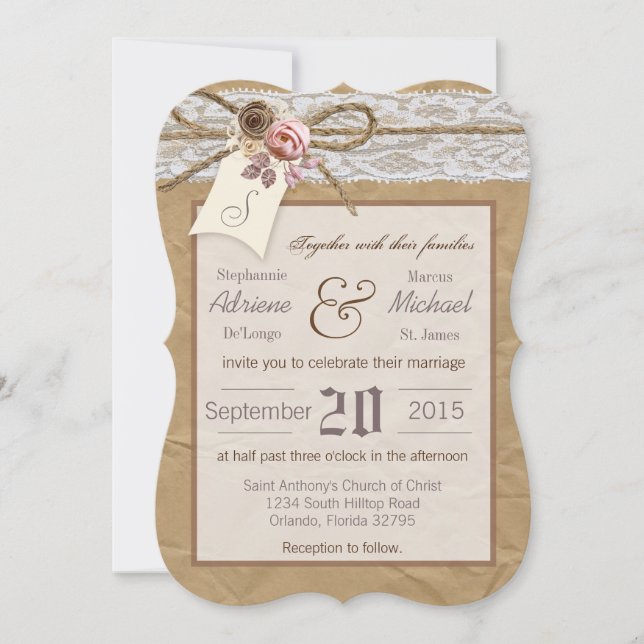 invitación de la boda del arco de la guita del (Anverso)