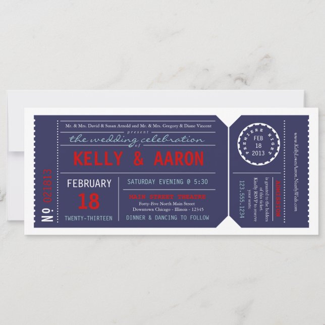 Invitación de la boda del boleto de Playbill - (Anverso)