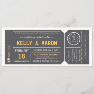 Invitación de la boda del boleto de teatro de