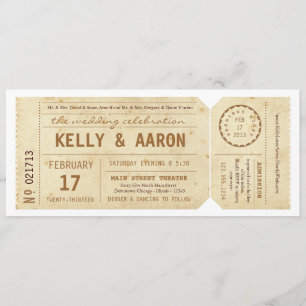 Invitación de la boda del boleto de teatro de