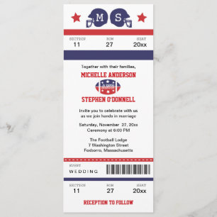 Invitación de la boda del boleto del fútbol