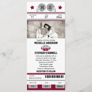 Invitación de la boda del boleto del fútbol