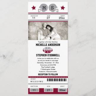 Invitación de la boda del boleto del fútbol