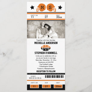 Invitación de la boda del boleto del fútbol