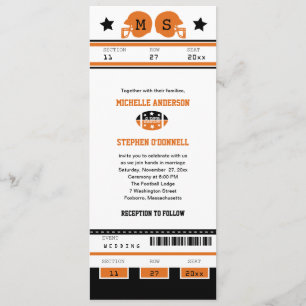 Invitación de la boda del boleto del fútbol