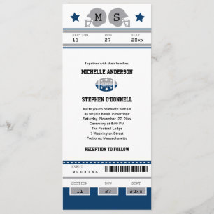 Invitación de la boda del boleto del fútbol
