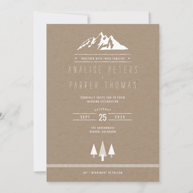 Invitación de la boda del bosque de la montaña de (Anverso)