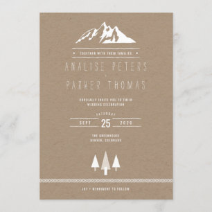Invitación de la boda del bosque de la montaña de