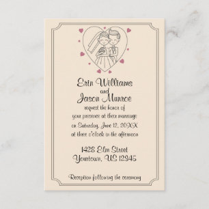Invitación de la boda del bosquejo del corazón de