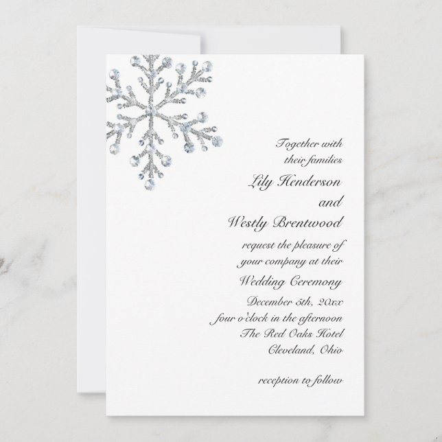 Invitación de la boda del copo de nieve del (Anverso)