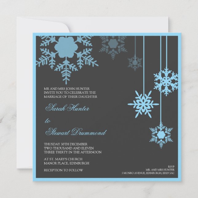 Invitación de la boda del copo de nieve del (Anverso)