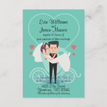 Invitación de la boda del corazón del carro del