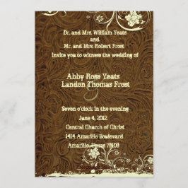 Invitación de la boda del cordón del cuero marrón