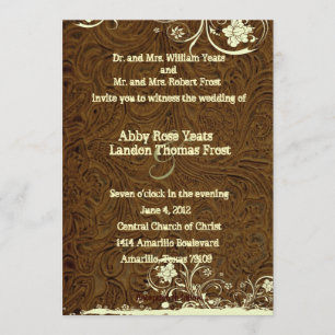 Invitación de la boda del cordón del cuero marrón