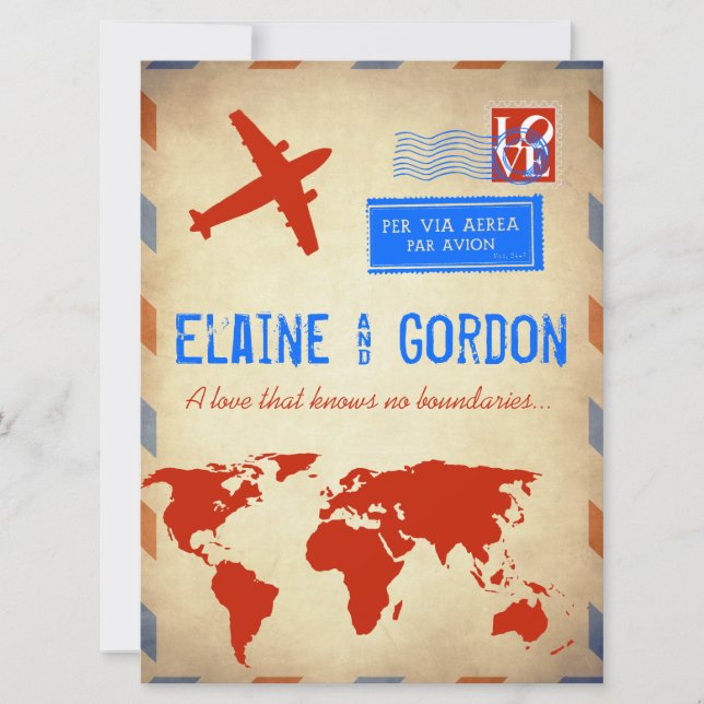Invitación de la boda del correo aéreo del (Anverso)