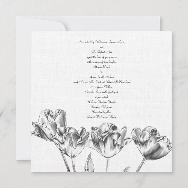 Invitación de la boda del cromo del tulipán (Anverso)