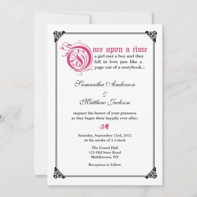 Invitación de la boda del cuento de hadas del (Anverso)