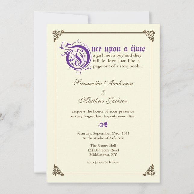 Invitación de la boda del cuento de hadas del (Anverso)