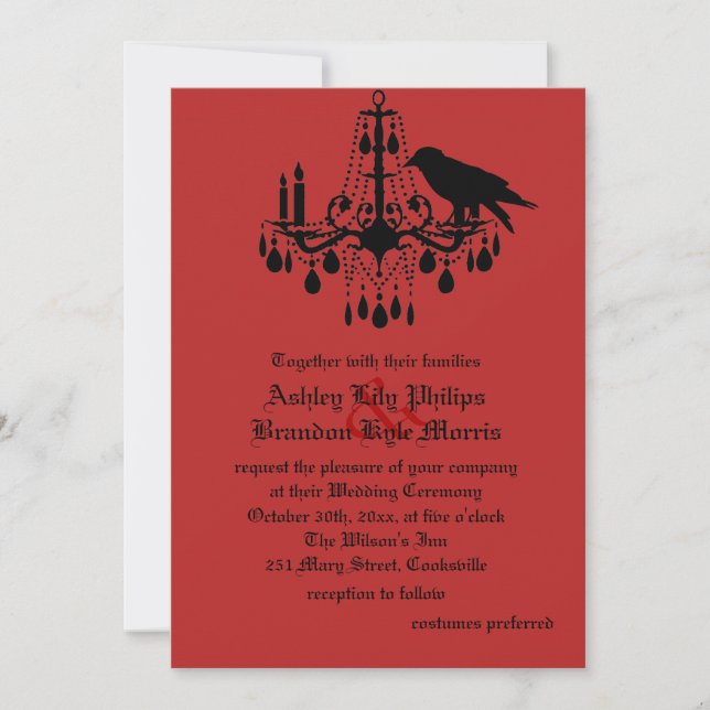 Invitación de la boda del cuervo y del damasco (Anverso)