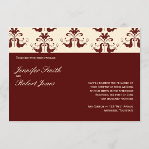 Invitación de la boda del damasco de Borgoña y de