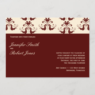 Invitación de la boda del damasco de Borgoña y de
