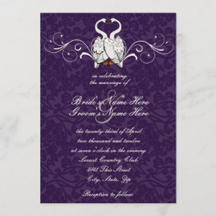Invitación de la boda del damasco de los cisnes