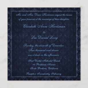 Invitación de la boda del damasco del vintage de