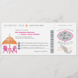 Invitación de la boda del documento de embarque de