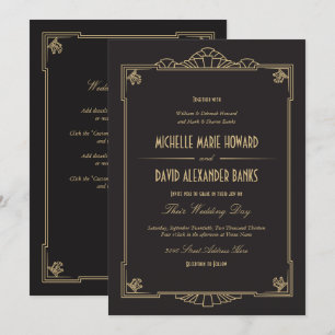 Invitación de la boda del estilo del art déco