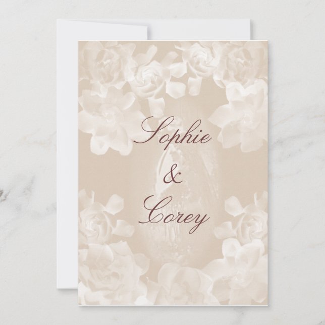 Invitación de la boda del Gardenia del vintage (Anverso)
