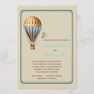 Invitación de la boda del globo del aire caliente