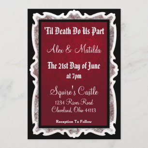 Invitación de la boda del gótico en negro y rojo