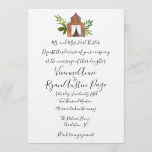 Invitación de la boda del granero de la granja del