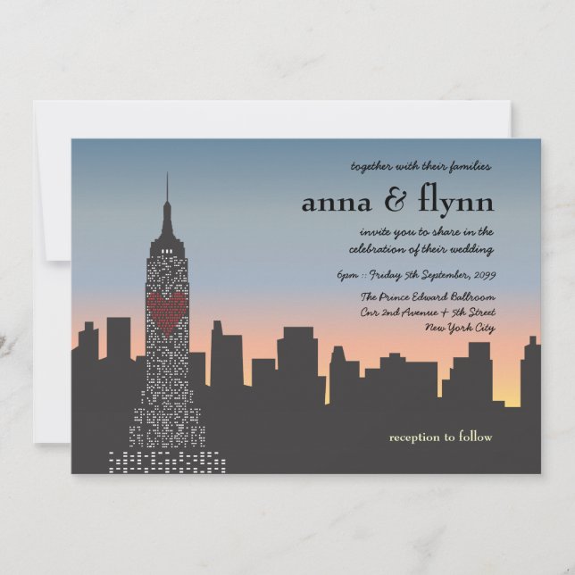 Invitación de la boda del horizonte de la puesta (Anverso)