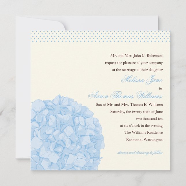 Invitación de la boda del Hydrangea (Anverso)